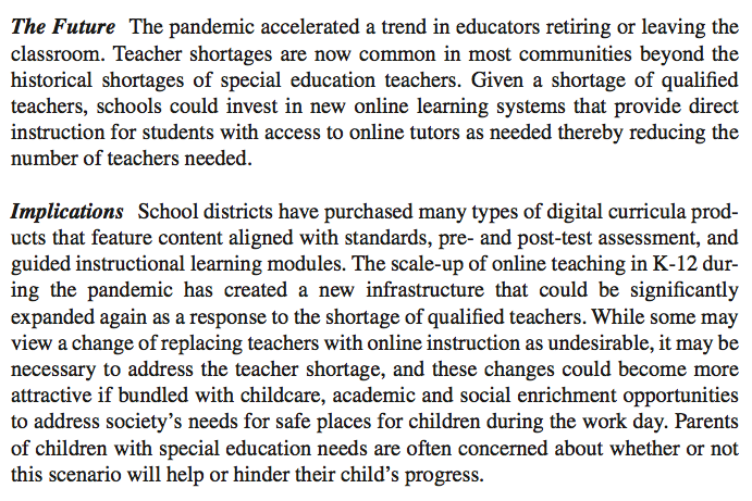 teachers shortages + online learning scenario