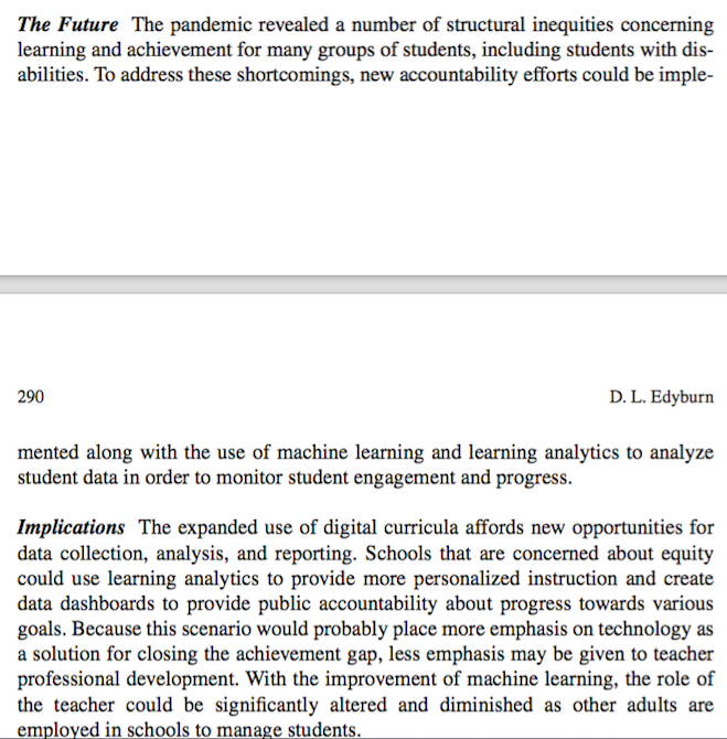 scenario based on equity + accountability + learning loss + machine learning + learning analytics