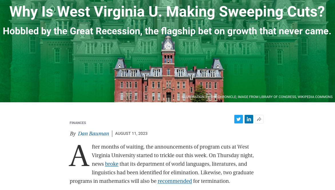 Headline - Why is West Virginia University making sweeping cuts?