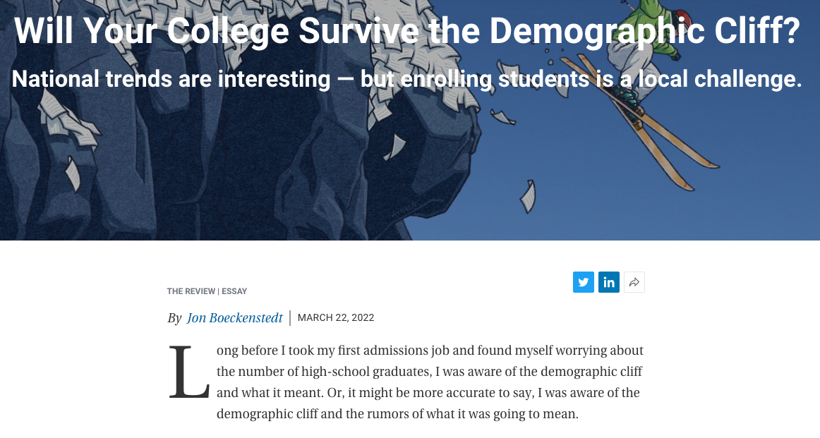 Headline - Will your college survice the demographic cliff?