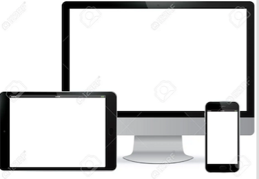 A photo illustrating the siloette of a phone, tablet, and a computer.